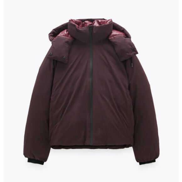 ZARA LIMITED EDITION DOWN COAT JACKET BURGUNDY - Picture 1 of 4